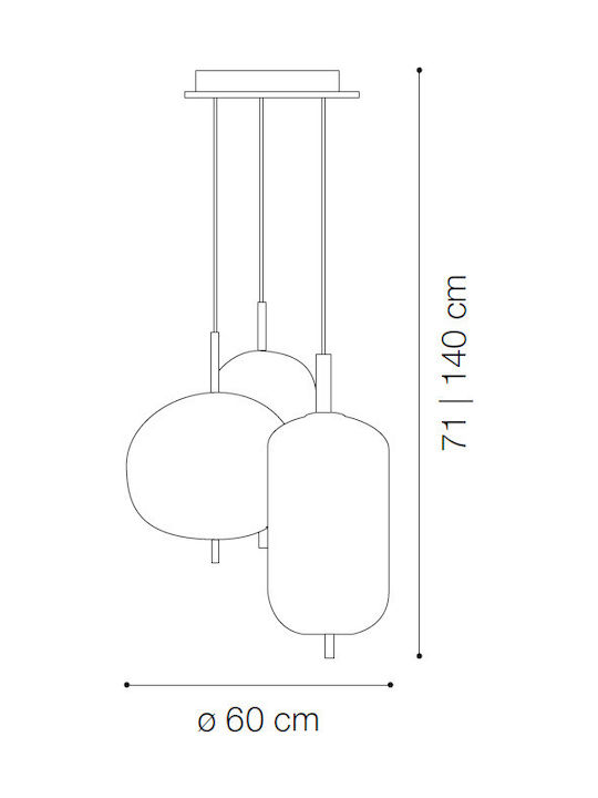 Ideal Lux Humble Κρεμαστό Φωτιστικό LED με Θερμό Λευκό Φως Λευκό 60x60x59εκ. 224541 - second view